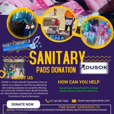 Help Dusty Sports Occasional Knockouts by Donating sanitary pads or Tampons for A Girl child in Sports