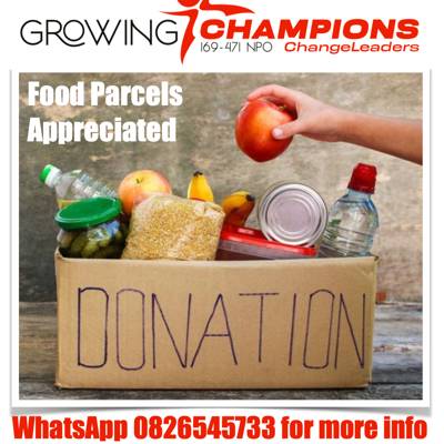 Help Growing Champions NPO by donating a basic food parcel for our Growing Champions in need