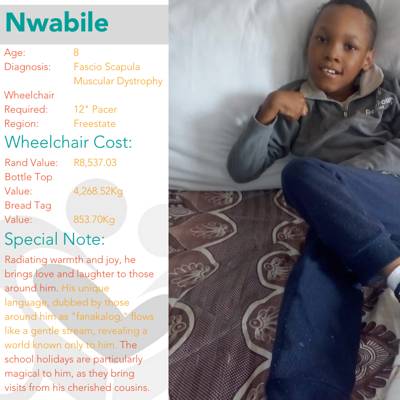 Help The Sweethearts Foundation raise R213,333 for Specialised Wheelchairs