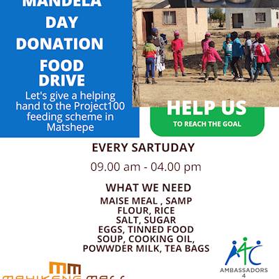 Help Ambassadors4Change by donating food the Mandela day drive for I AM Change feeding scheme