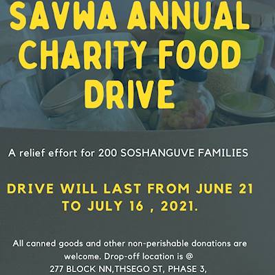 Help South Africa Volunteer Work Camp Association (SAVWA) by raising food vouchers for 200 families for #MandelaDay for Feeding Families in Soshanguve Block NN this winter!