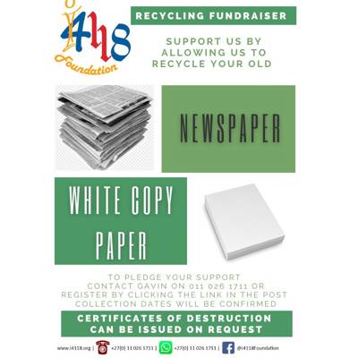 Help i4118 Foundation NPC with 50 volunteers for Recycling Fundraiser Partners