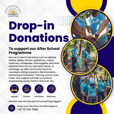 Help Innovation Of Excellence by a Drop-in Donations Program to support our ASP for children to have the resources they need to excel