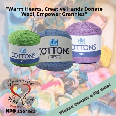 Help Grannies Who Care by 4 Ply Wool for Wool Donations to Empower Creative Seniors