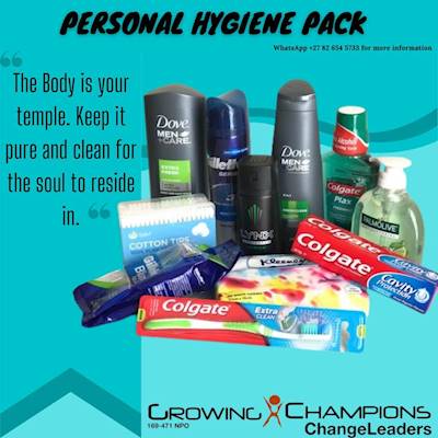 Help Growing Champions NPO by donating 1 personal hygiene pack for our champs.