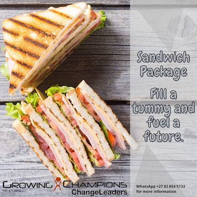 Help Growing Champions NPO by donating 24 sandwiches plus 24 liquifruit juice for our champions and help fill their bellies.