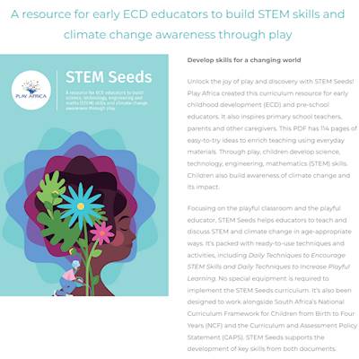 Help Play Africa raise R9,500 for STEM Seeds curriculum materials to 10 educators